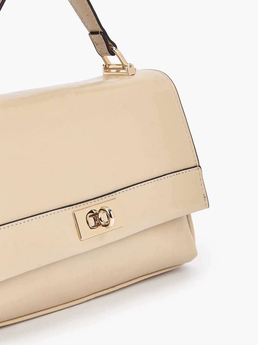 Solid Satchel Bag with Detachable Strap
