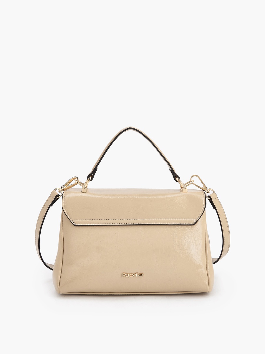 Solid Satchel Bag with Detachable Strap