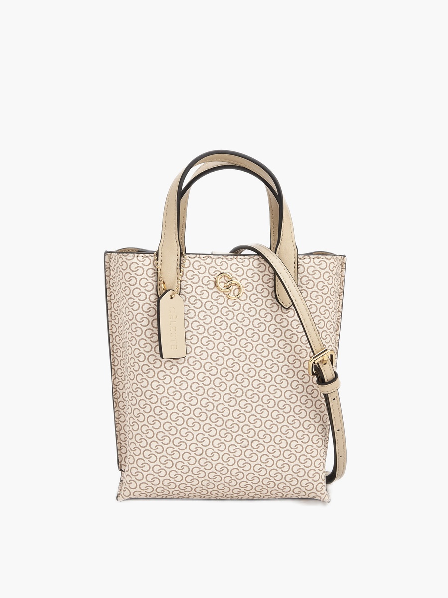 Monogram Print Tote Bag with Double Handle