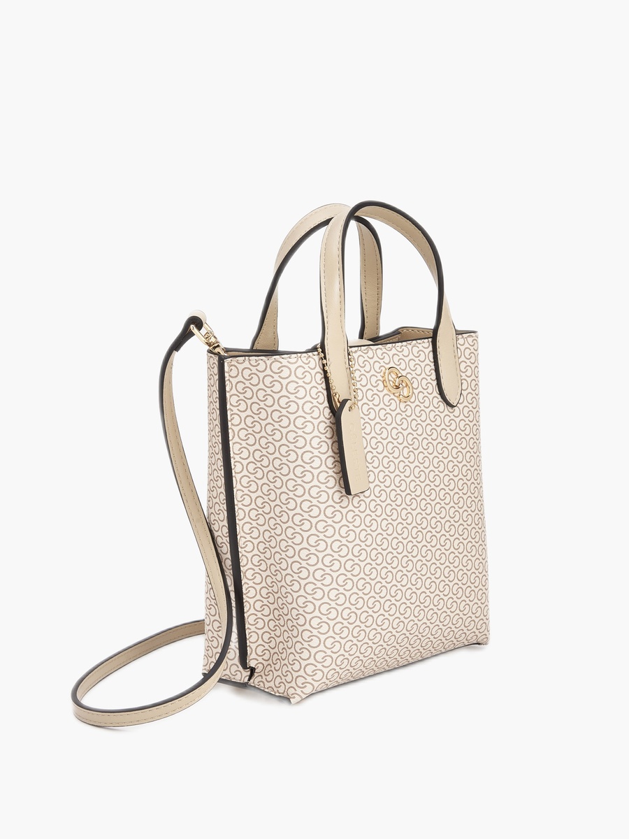 Monogram Print Tote Bag with Double Handle