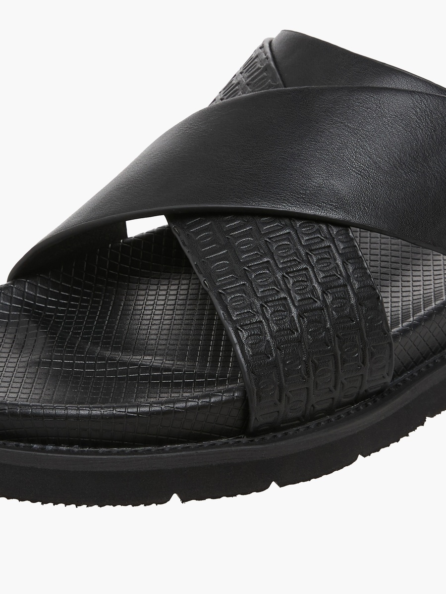 Men Monogram Textured Cross Strap Comfort Sandals