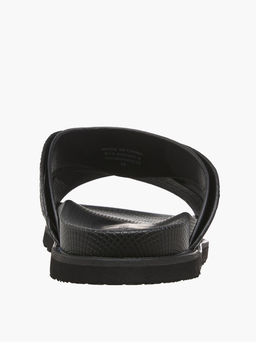 Men Monogram Textured Cross Strap Comfort Sandals
