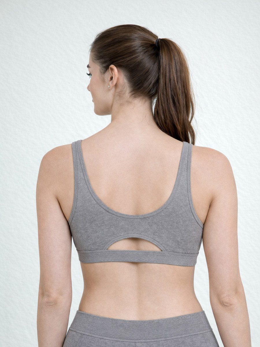 Grey Seamless Non Wired Non Padded Active Sport Bra