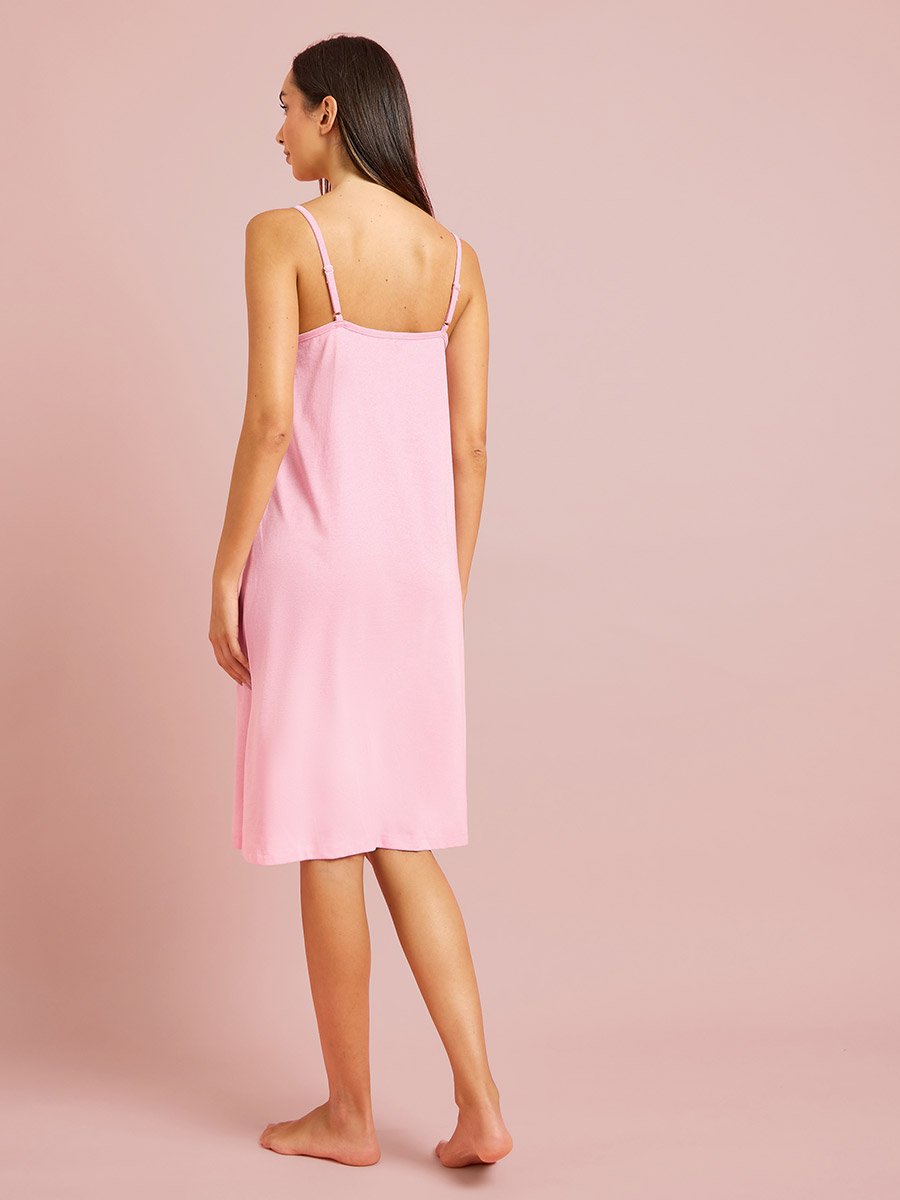 Pack of 2 - Cotton Blend Heart Print Pintuck Detail Slip Dress
