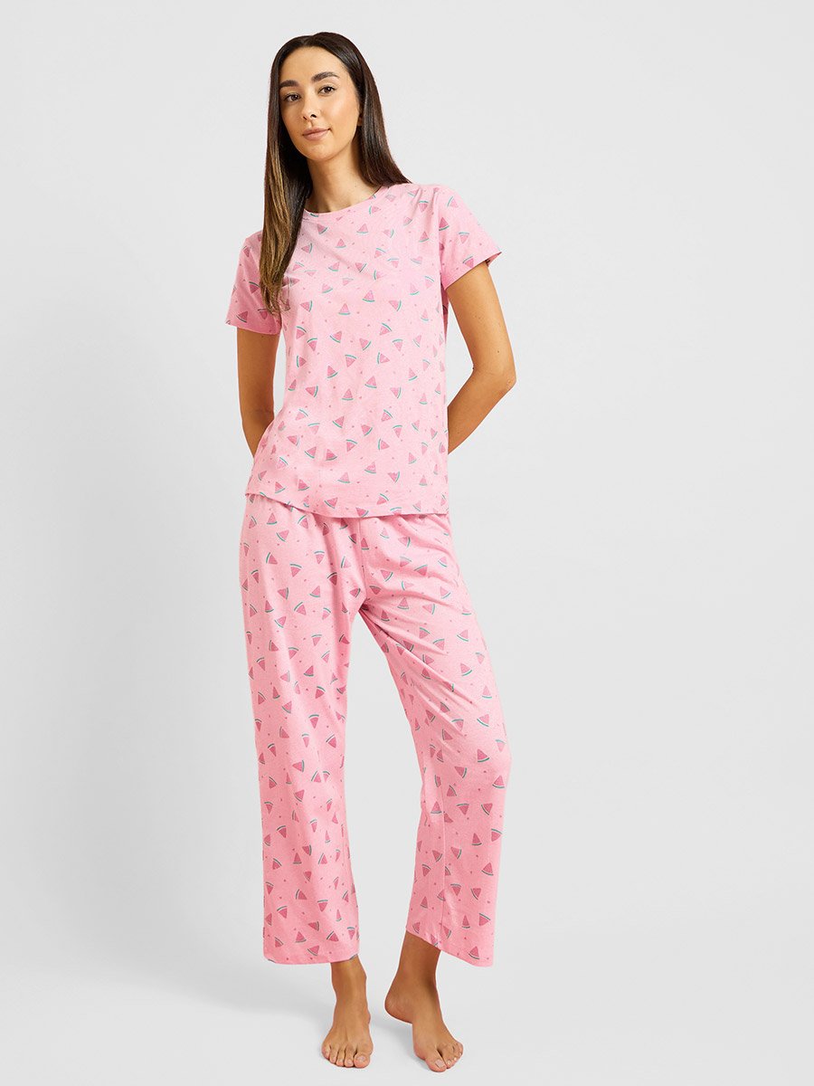 Pink Watermelon Print T-Shirt and Pyjama Set