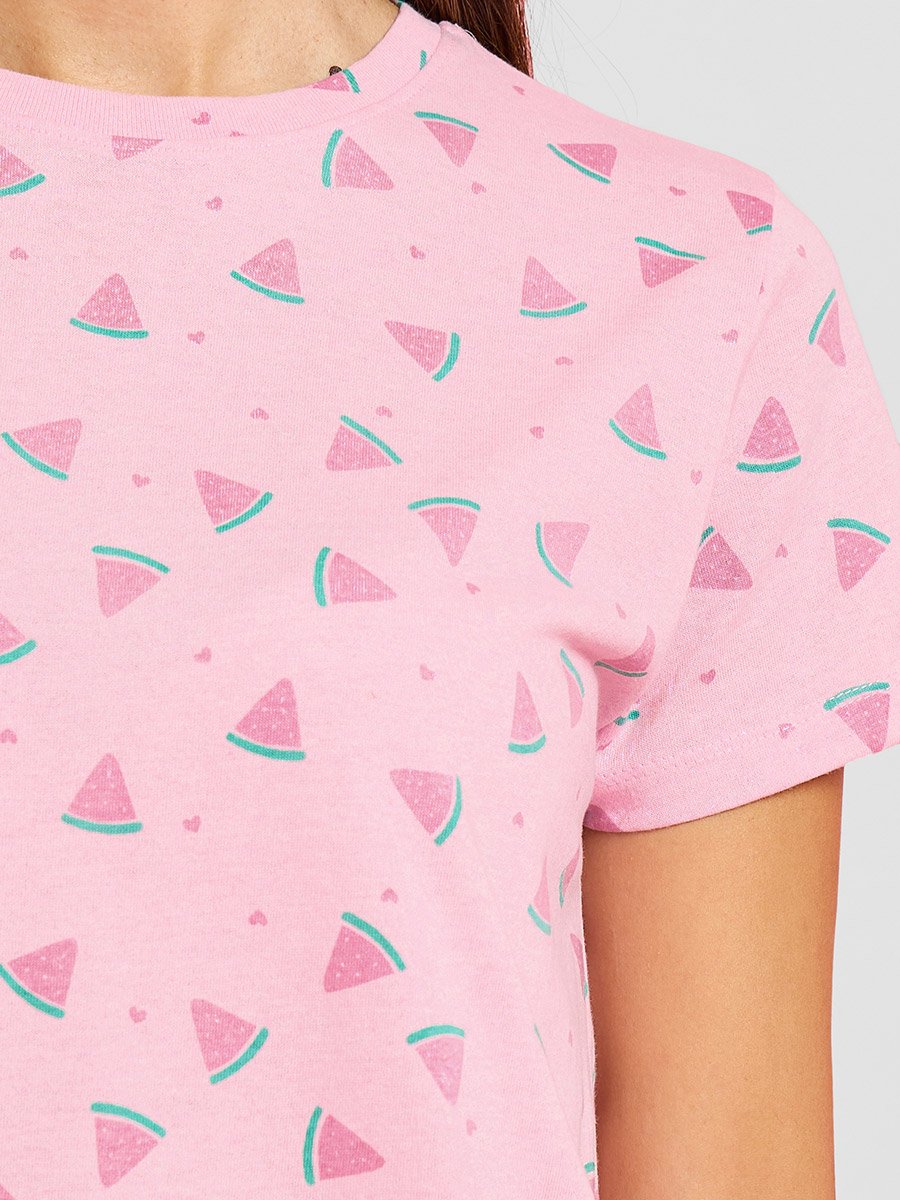 Pink Watermelon Print T-Shirt and Pyjama Set