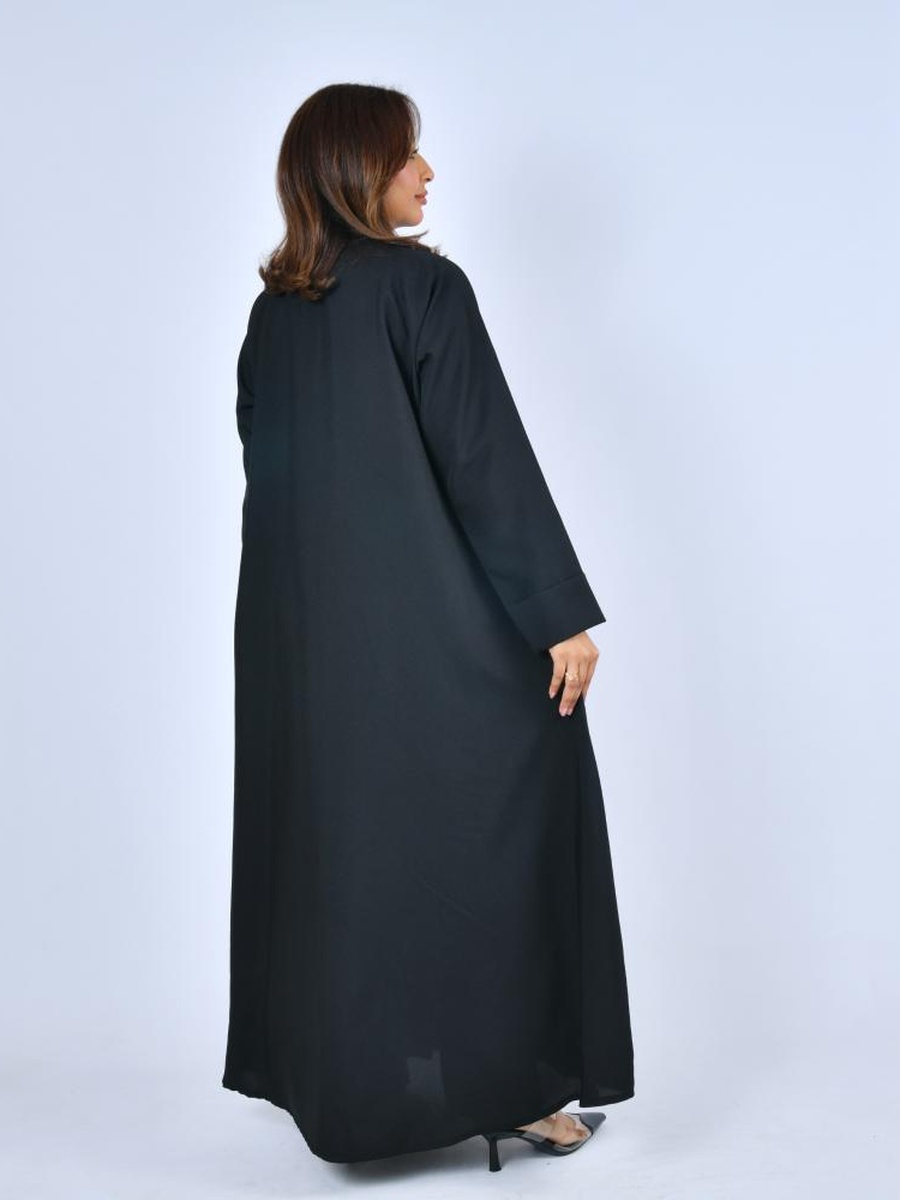 عباية سادة بأزرار كبس - أسود