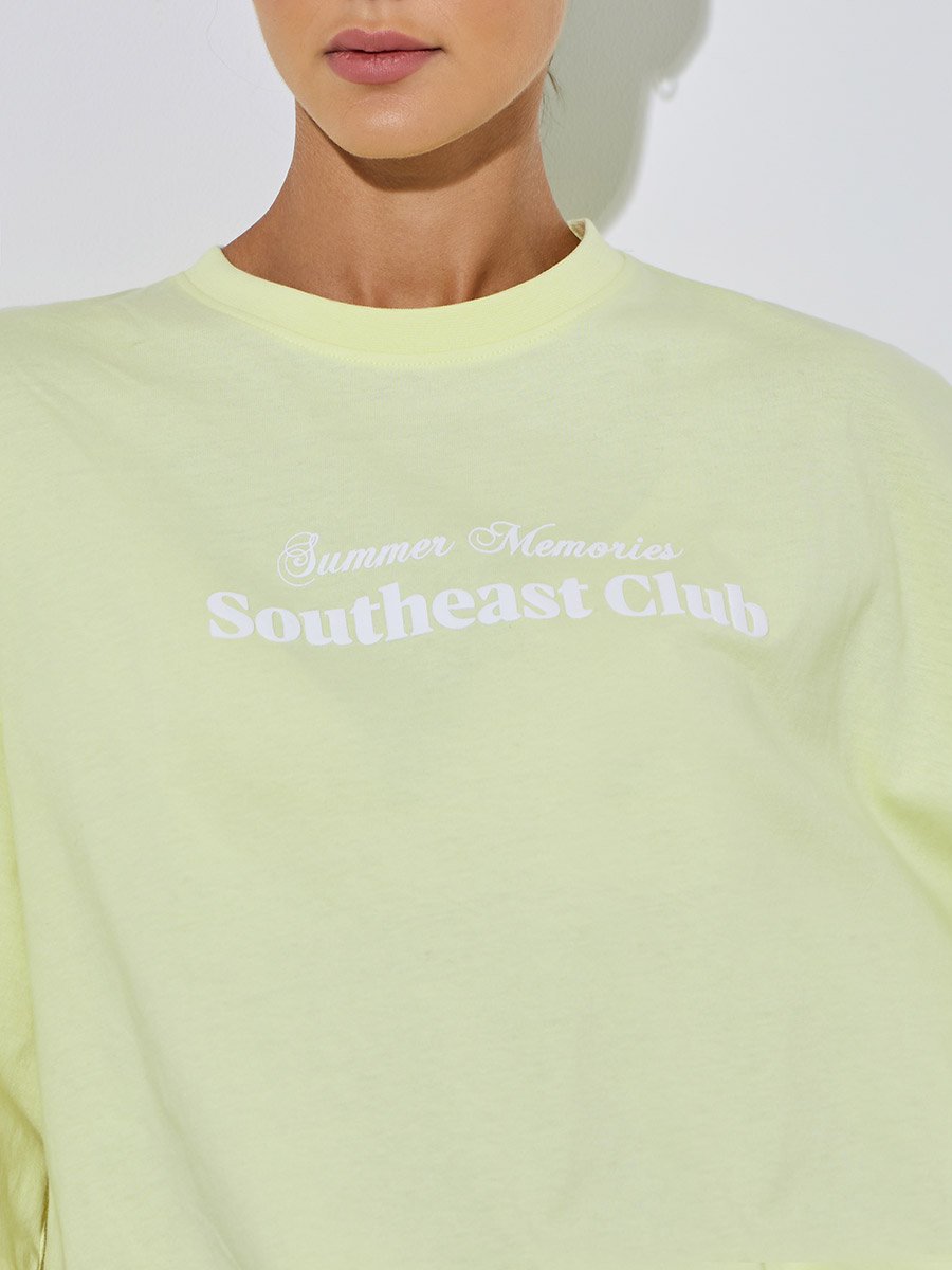Yellow Slogan Print Oversized T-Shirt