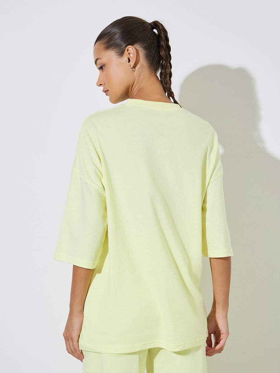 Yellow Slogan Print Oversized T-Shirt