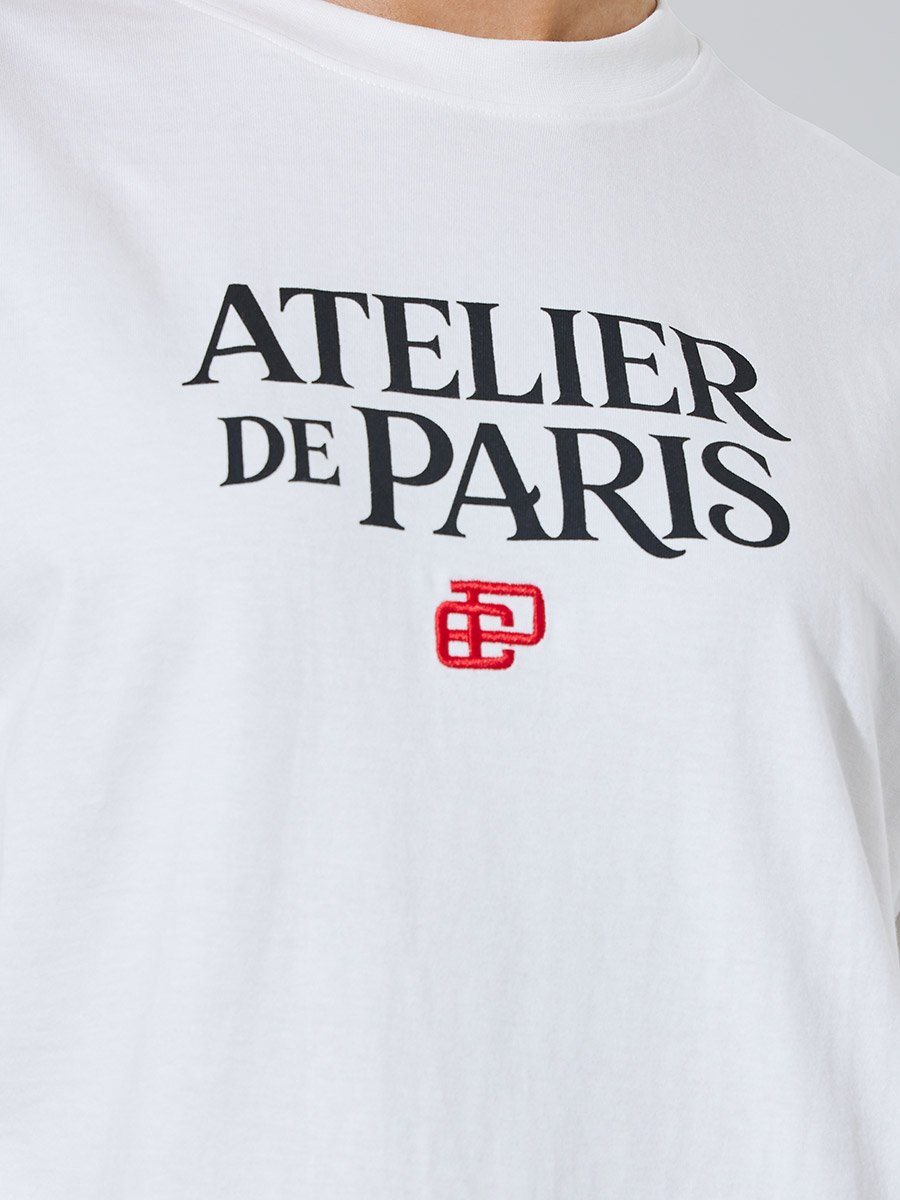 White Slogan and Embroidered Cotton T-Shirt