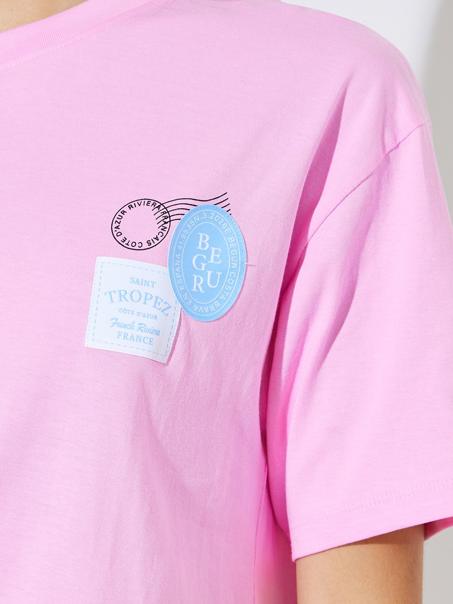 Pink Cotton Graphic Print Round Neck T-Shirt
