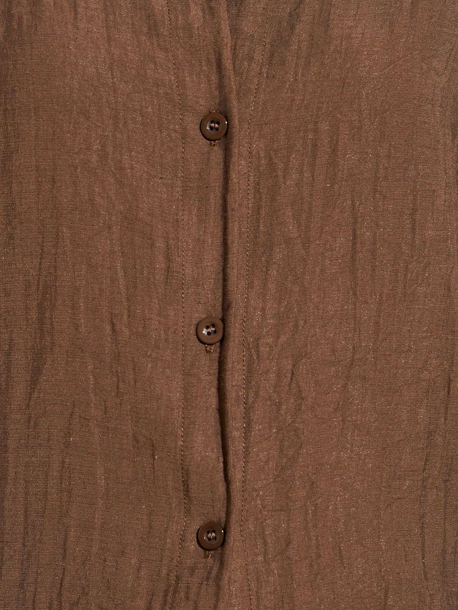 Brown Textured Button-Down Shirt