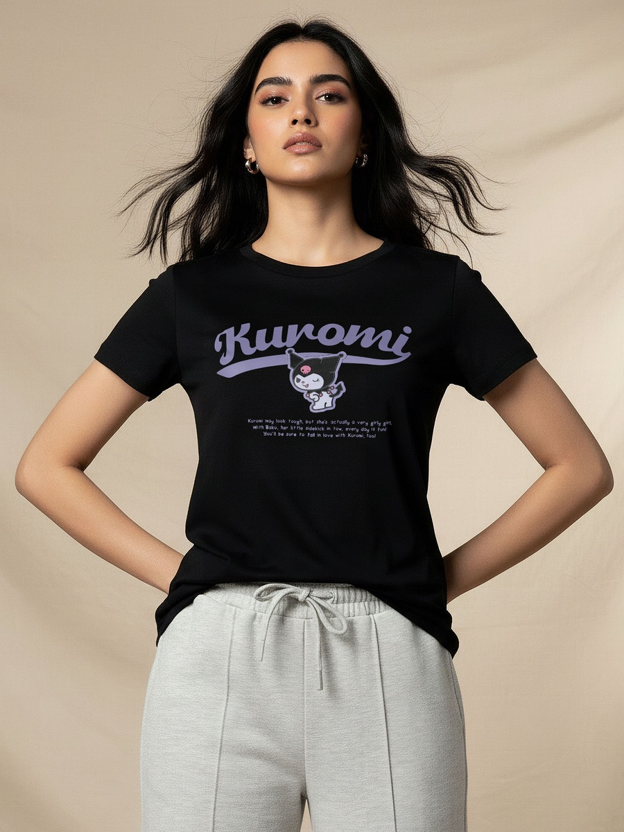 Cotton T-Shirt with Kuromi Print