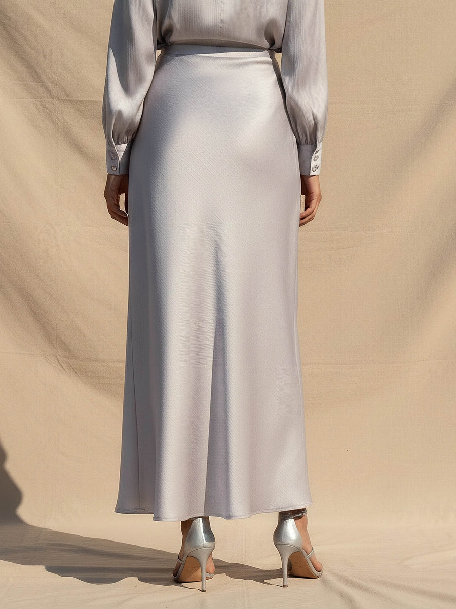 Maxi Length Column A-Line Skirt with Zip Closure