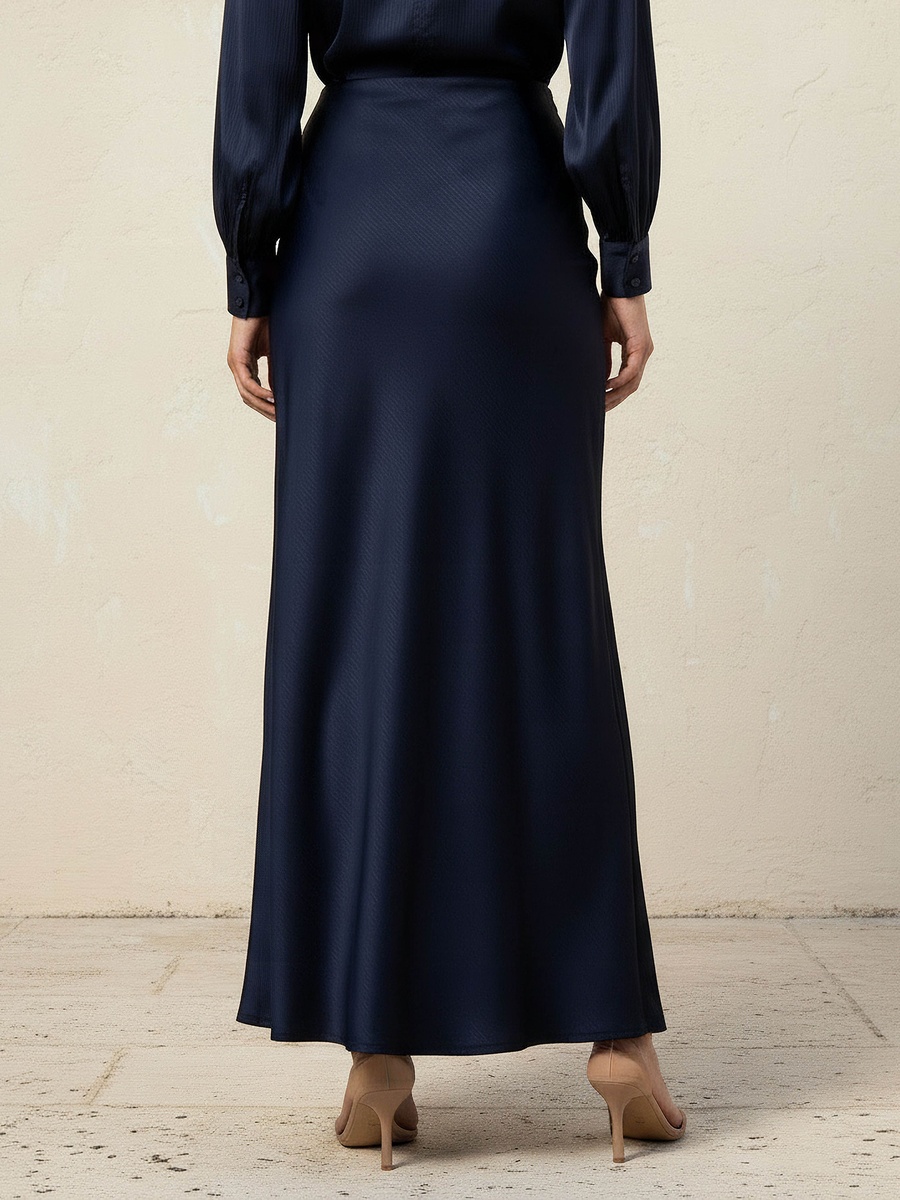 Maxi Length Column A-Line Skirt with Zip Closure