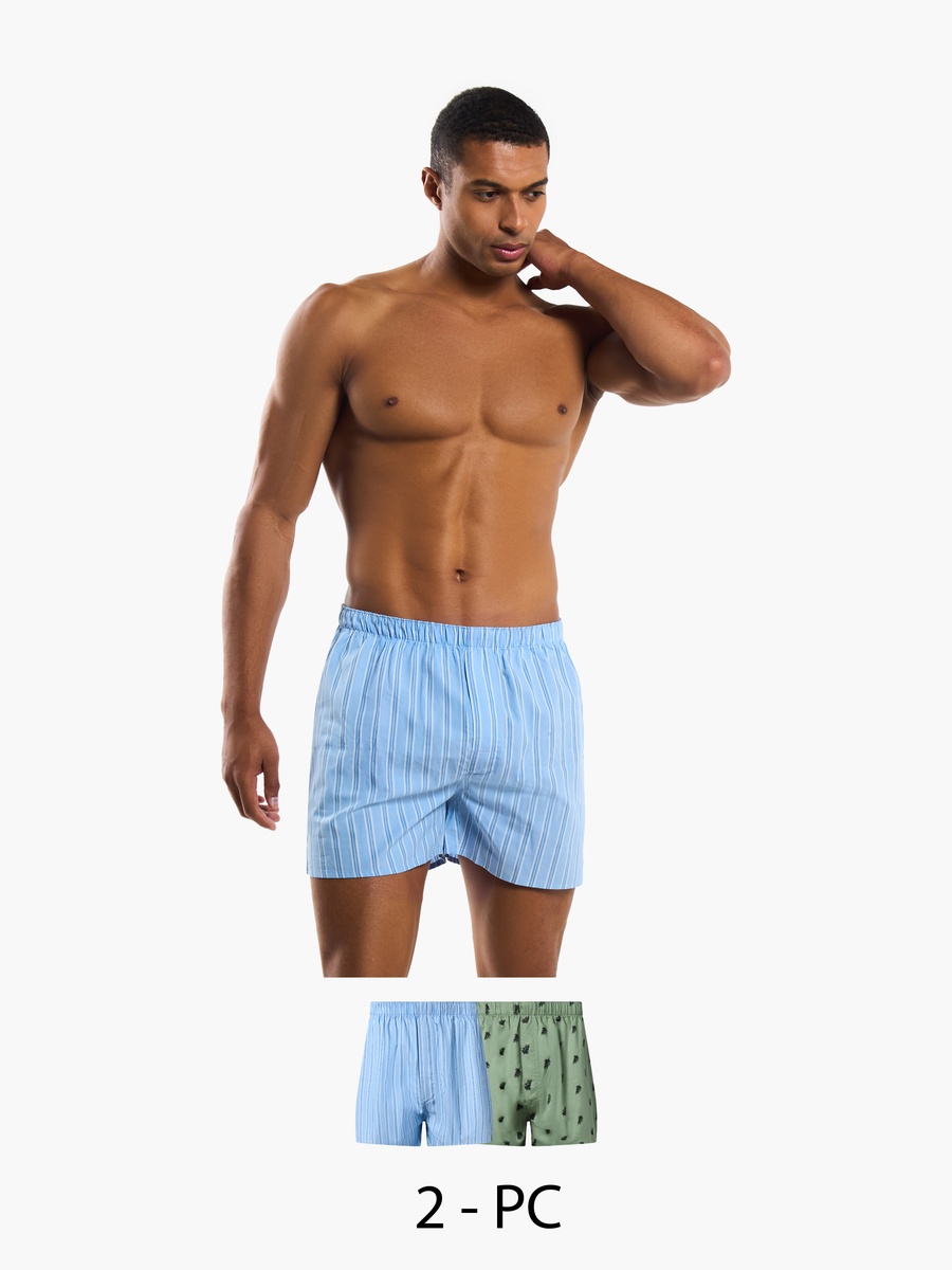 Men Printed Cotton Boxers - Pack of 2