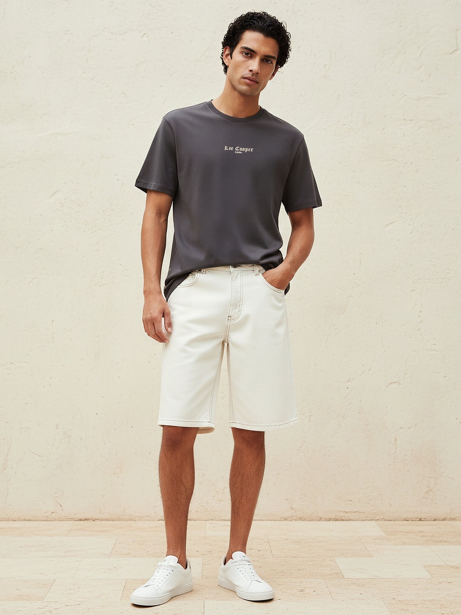 Men Regular Fit Crew Neck Short Sleeve Logo Print T-Shirt