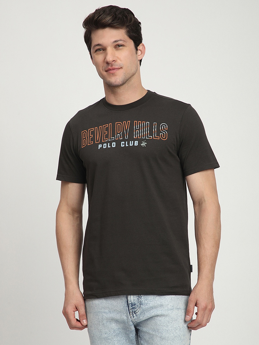 Men Black Club Logo Graphic T-Shirt