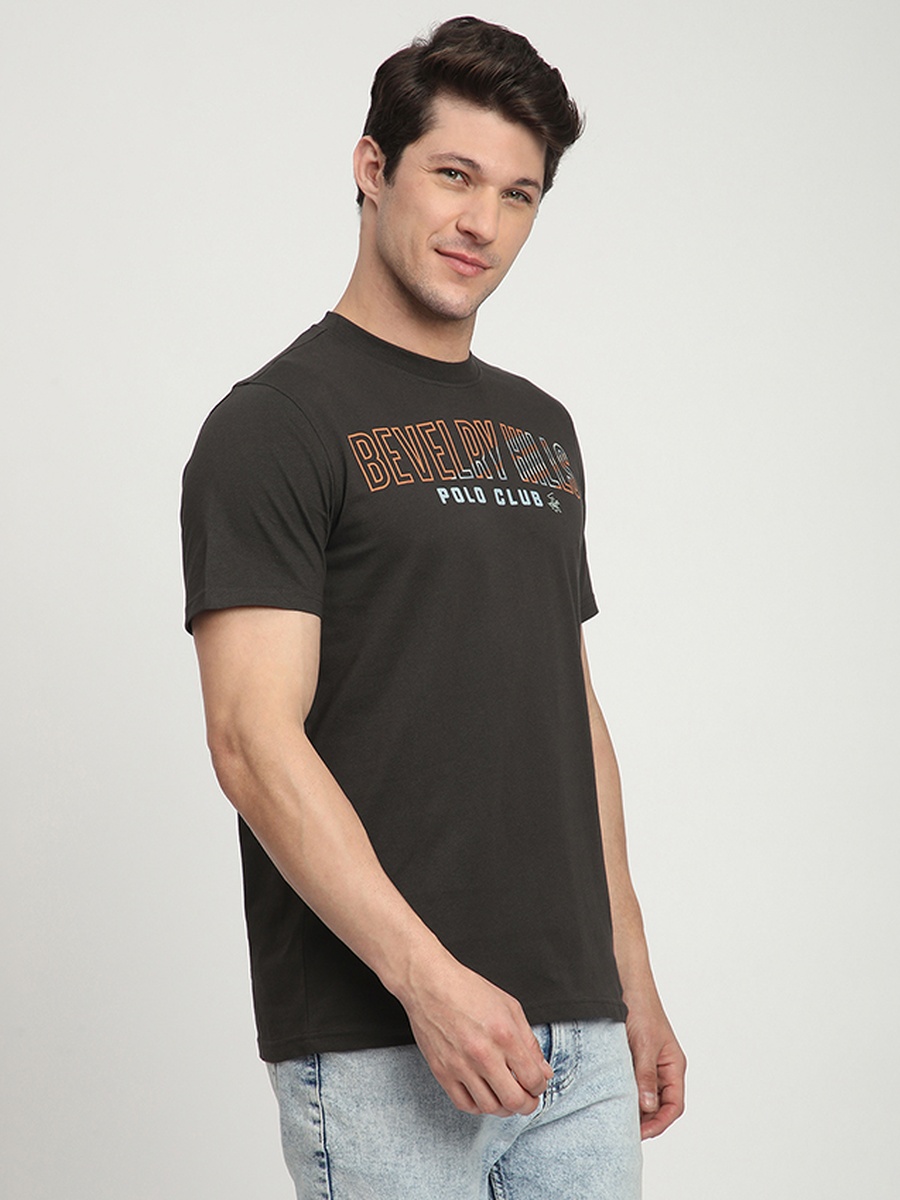 Men Black Club Logo Graphic T-Shirt