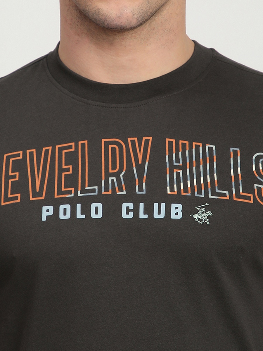 Men Black Club Logo Graphic T-Shirt