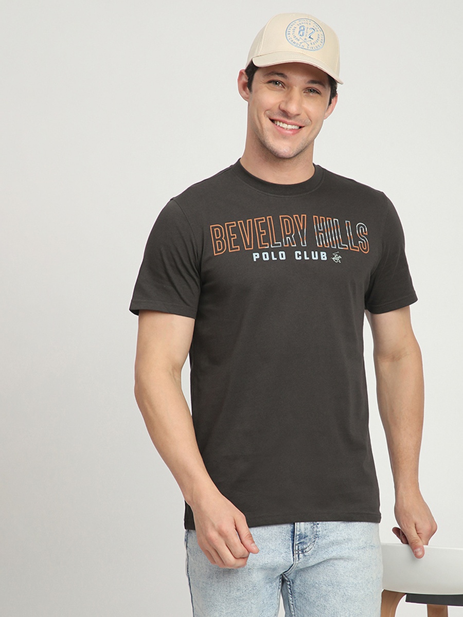 Men Black Club Logo Graphic T-Shirt