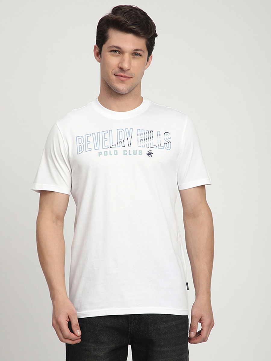 Men White Club Logo Graphic T-Shirt