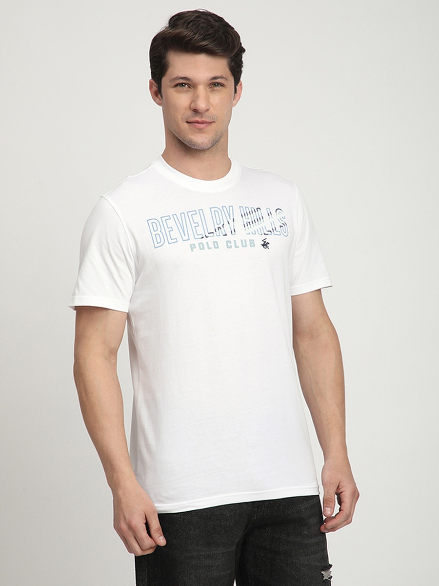 Men White Club Logo Graphic T-Shirt