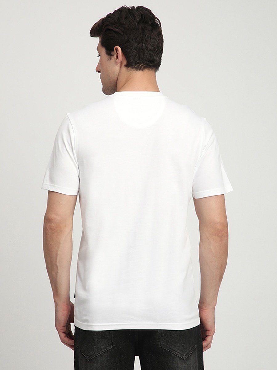 Men White Club Logo Graphic T-Shirt