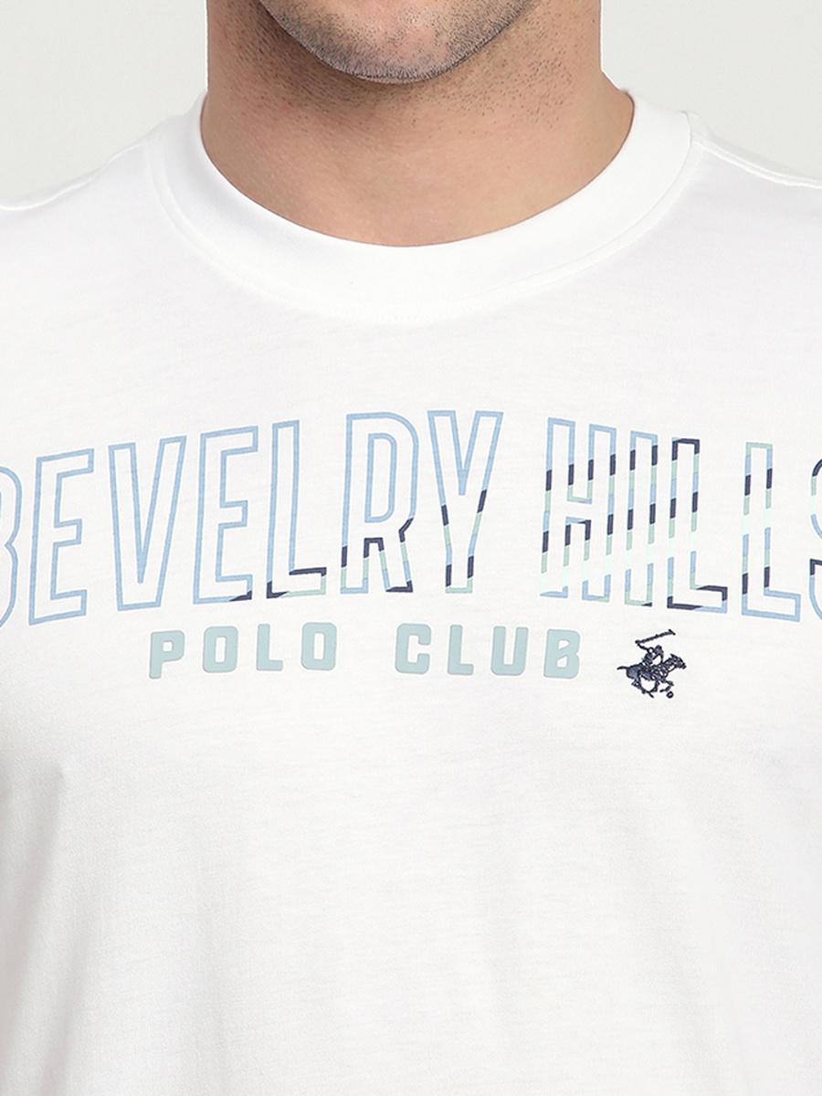 Men White Club Logo Graphic T-Shirt