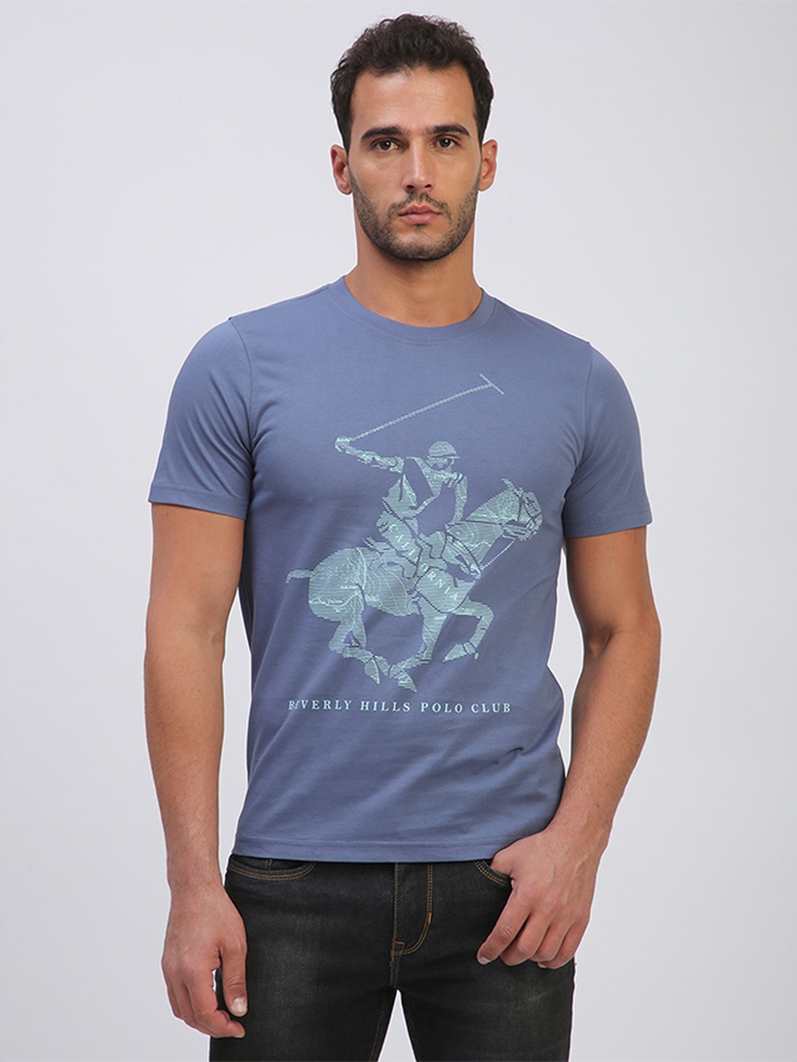 Men Blue Logo Graphic Club T-Shirt