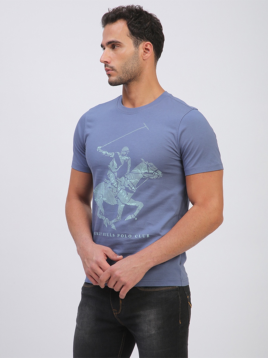 Men Blue Logo Graphic Club T-Shirt