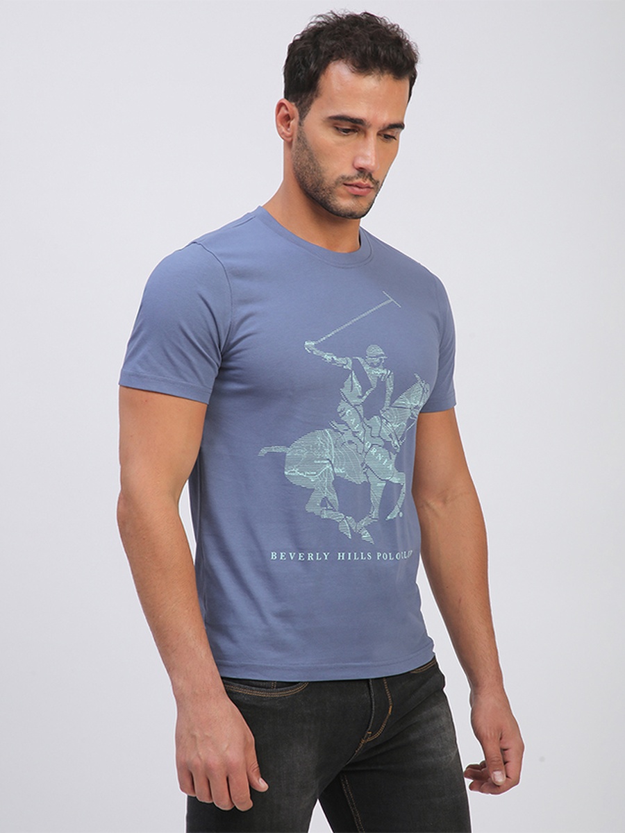 Men Blue Logo Graphic Club T-Shirt