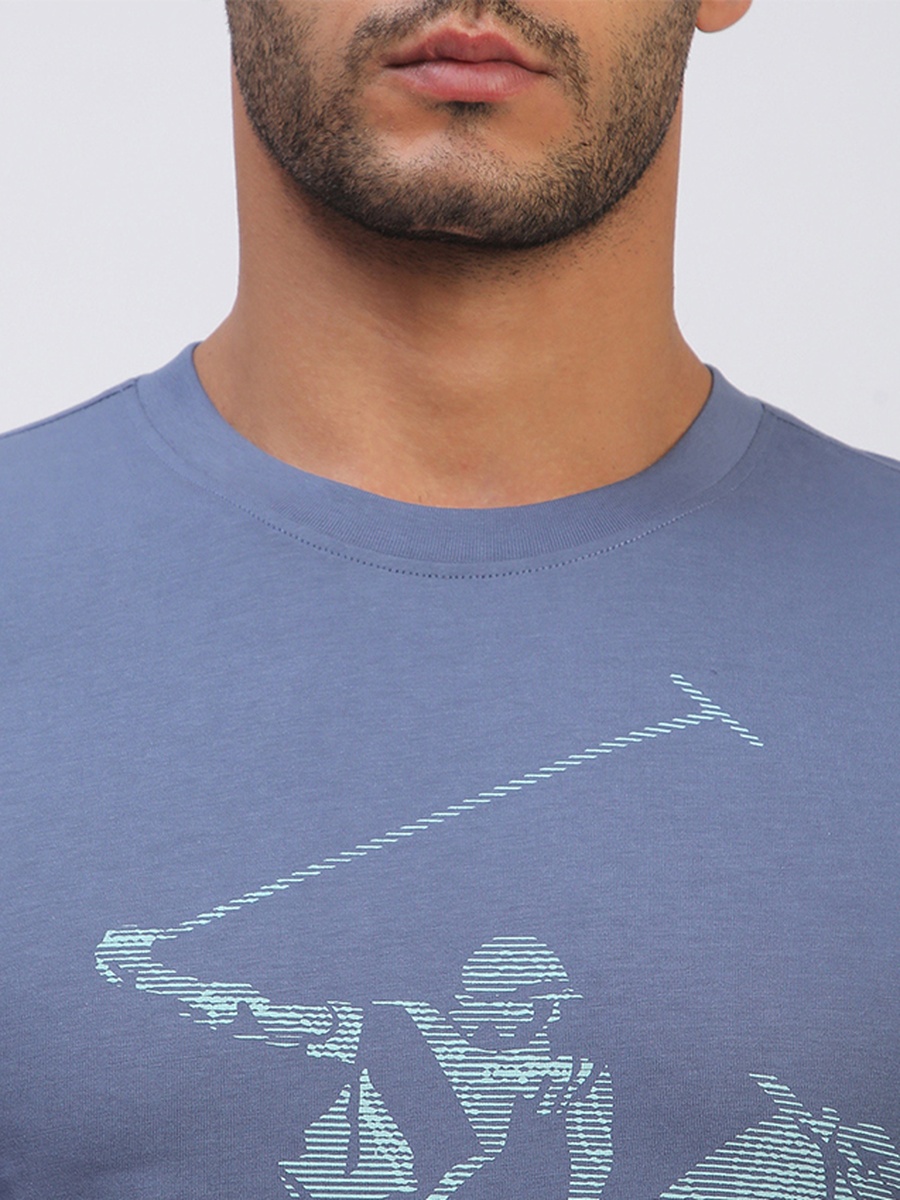 Men Blue Logo Graphic Club T-Shirt