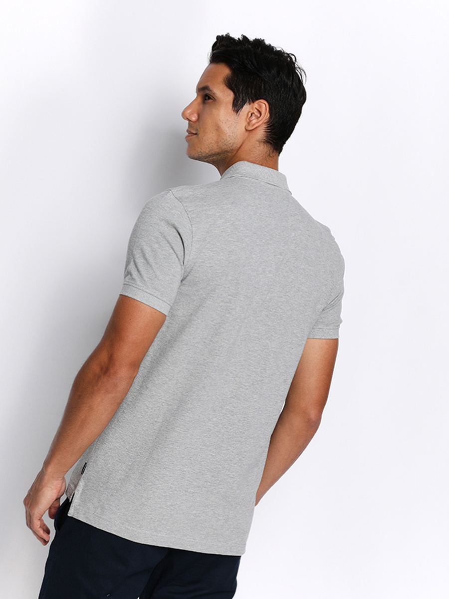 Men Grey Cotton Polo