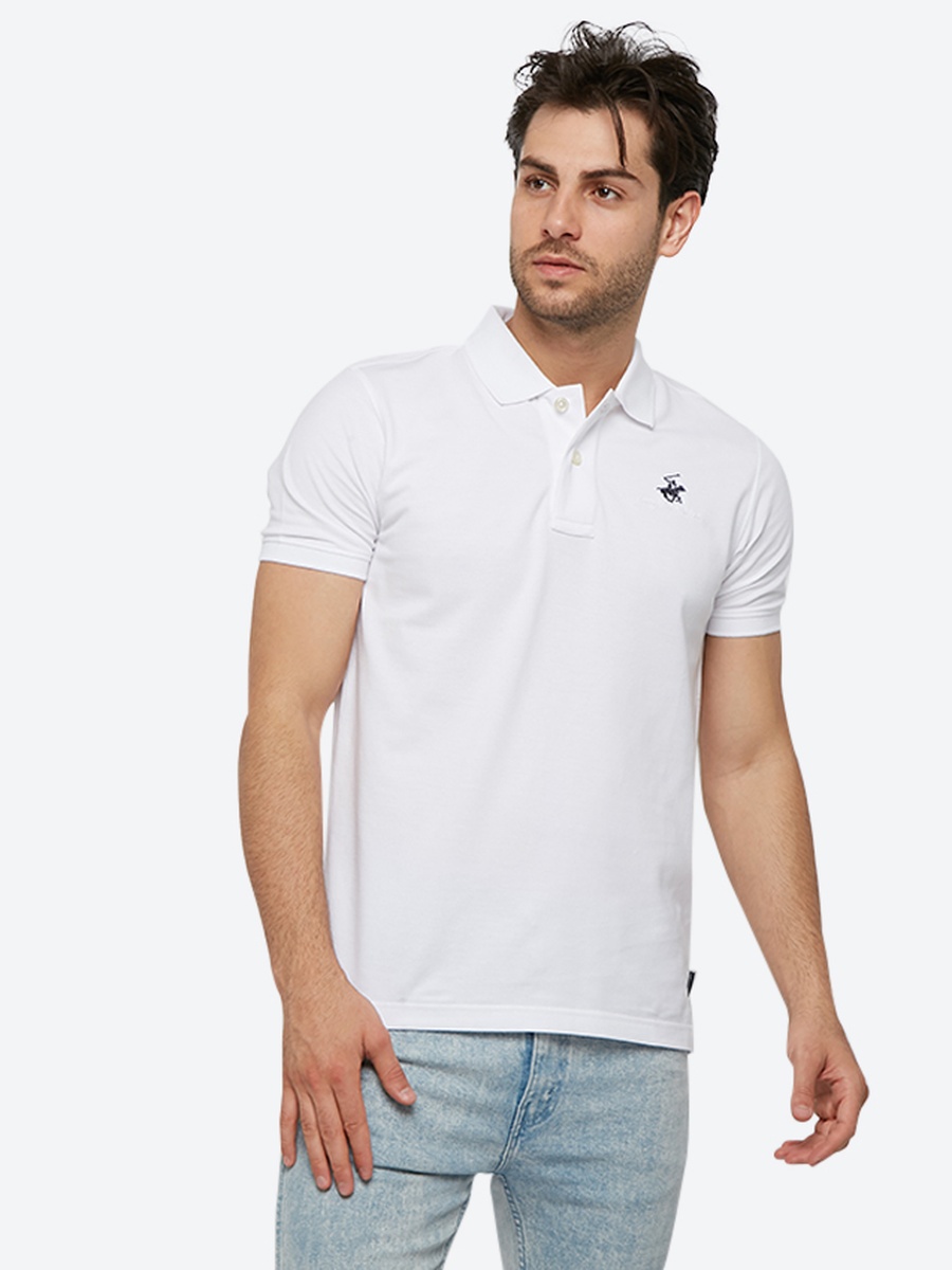 Men White Cotton Polo