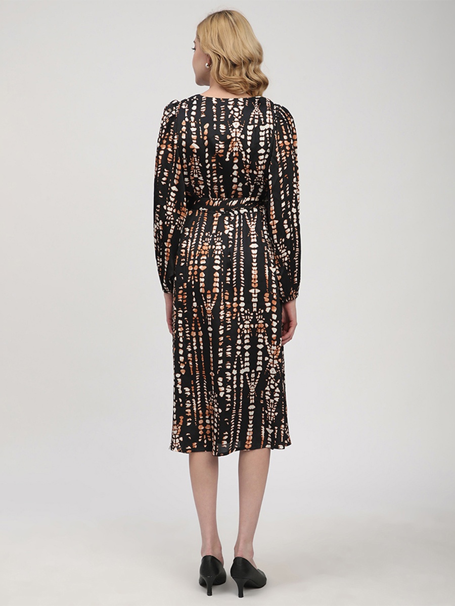 Black Animal Print Midi Dress