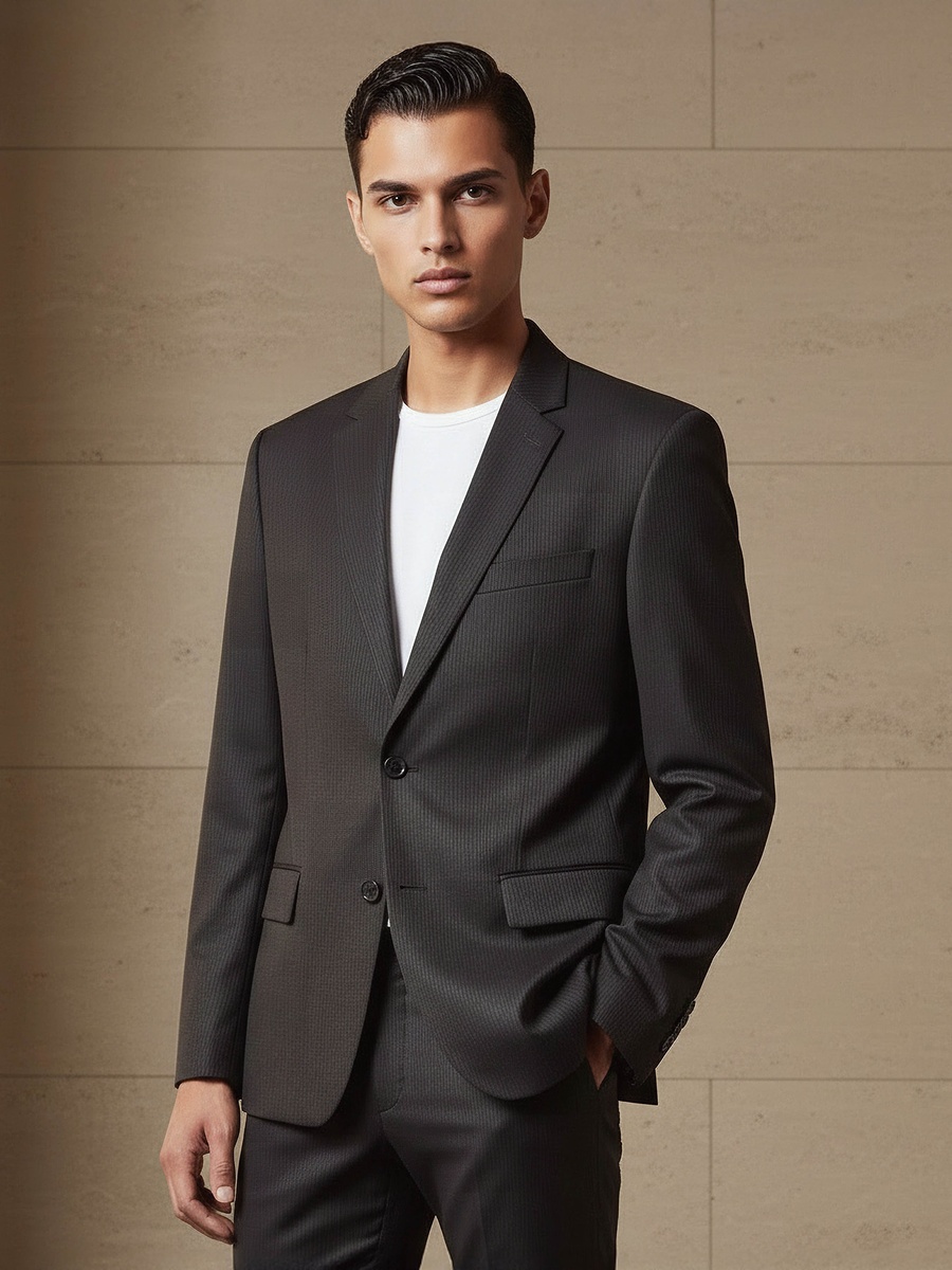 Men Regular Fit Pinstripe Blazer