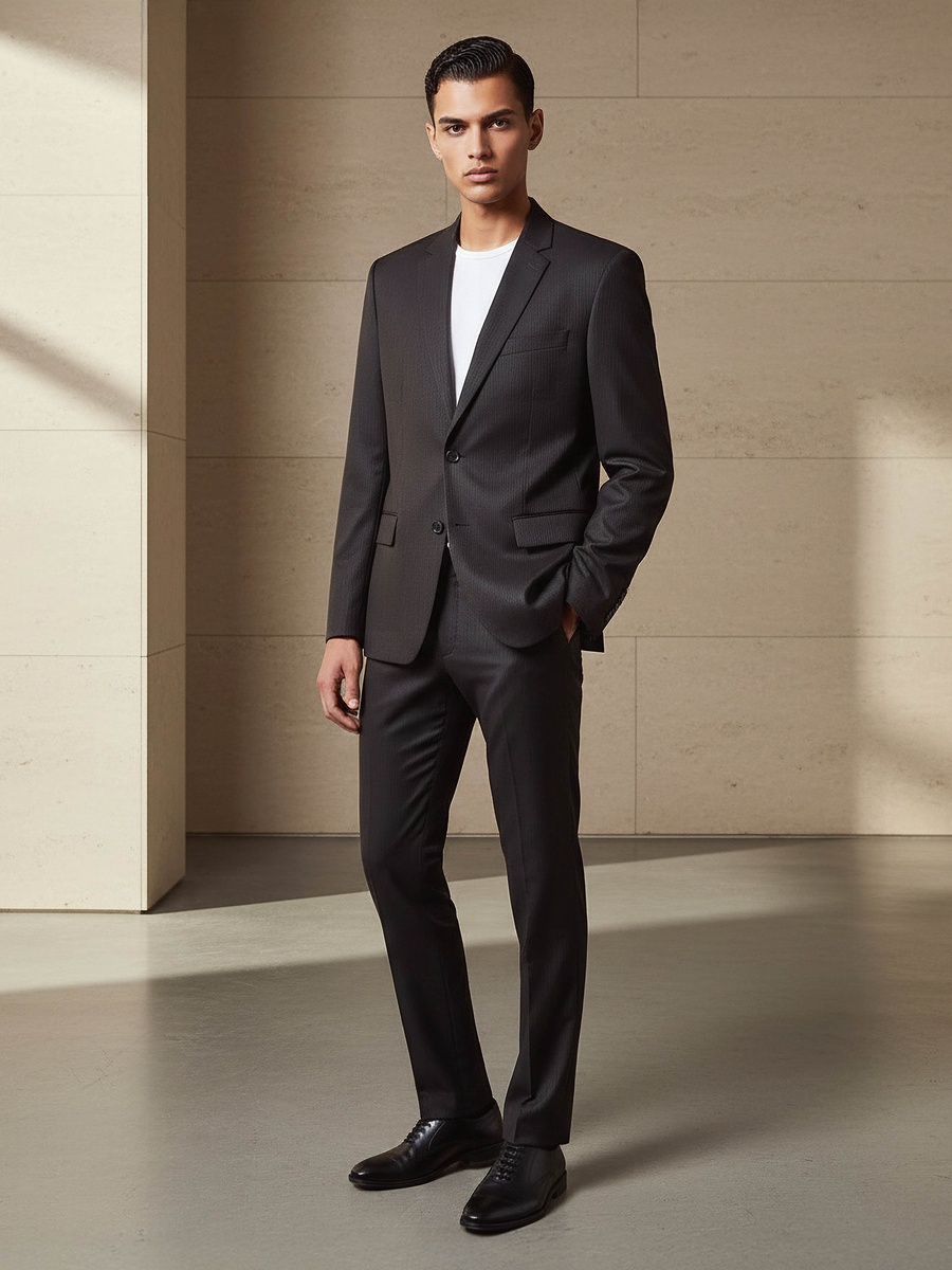 Men Regular Fit Pinstripe Blazer