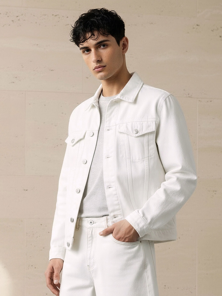 Men Regular Fit Flap Pocket Denim Jacket