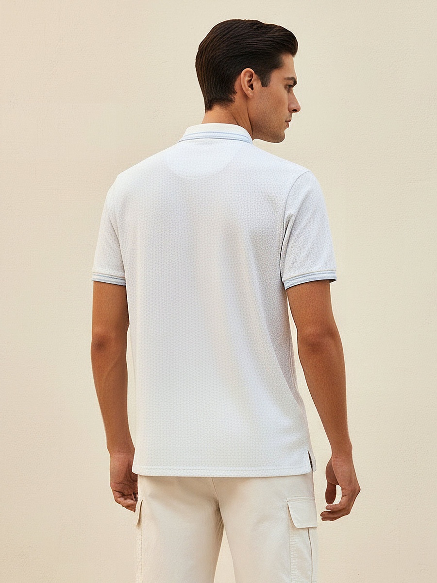 Men Short Sleeves Textured Polo T-Shirt