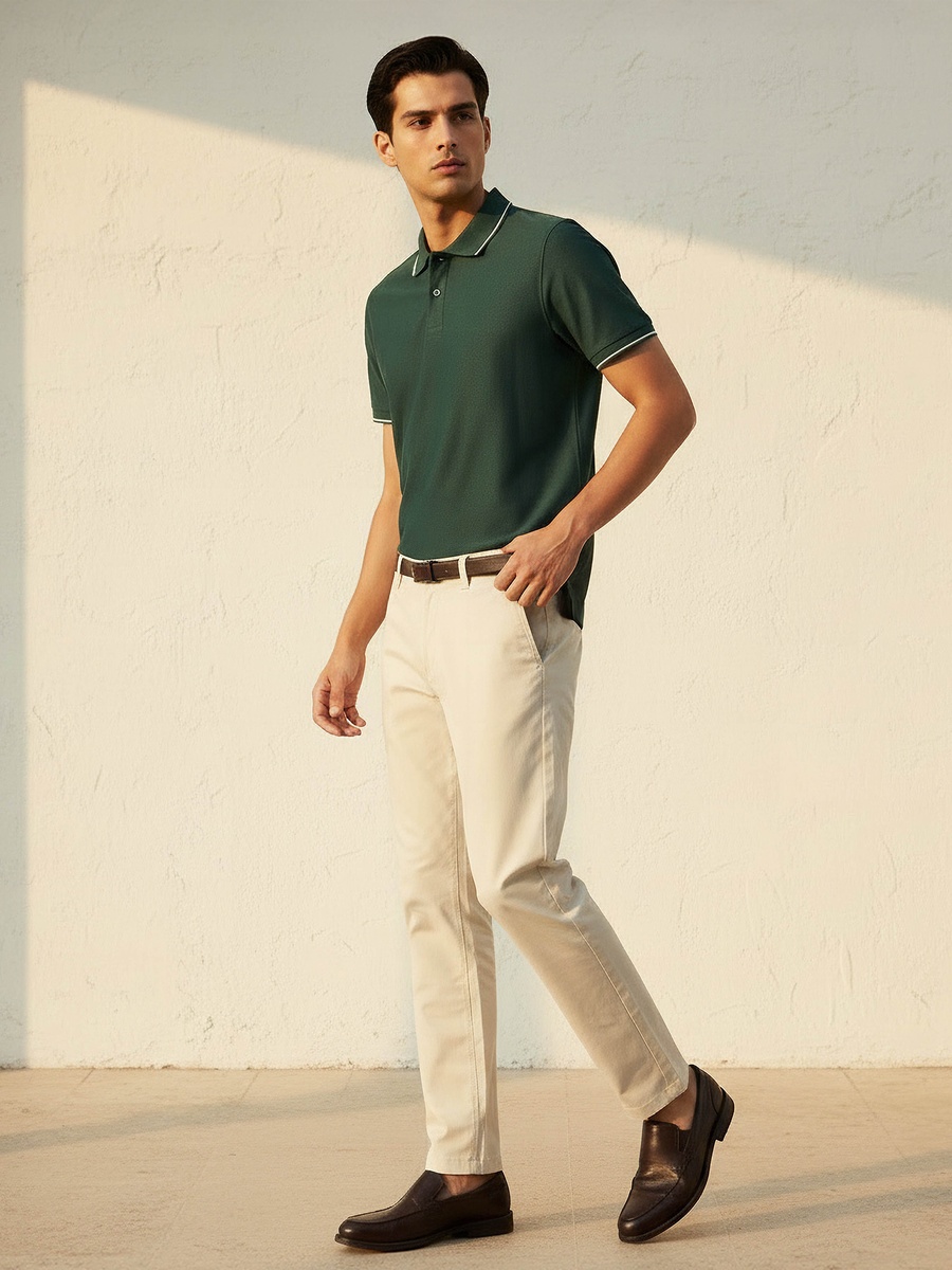 Men Short Sleeves Tipping Detail Polo T-Shirt