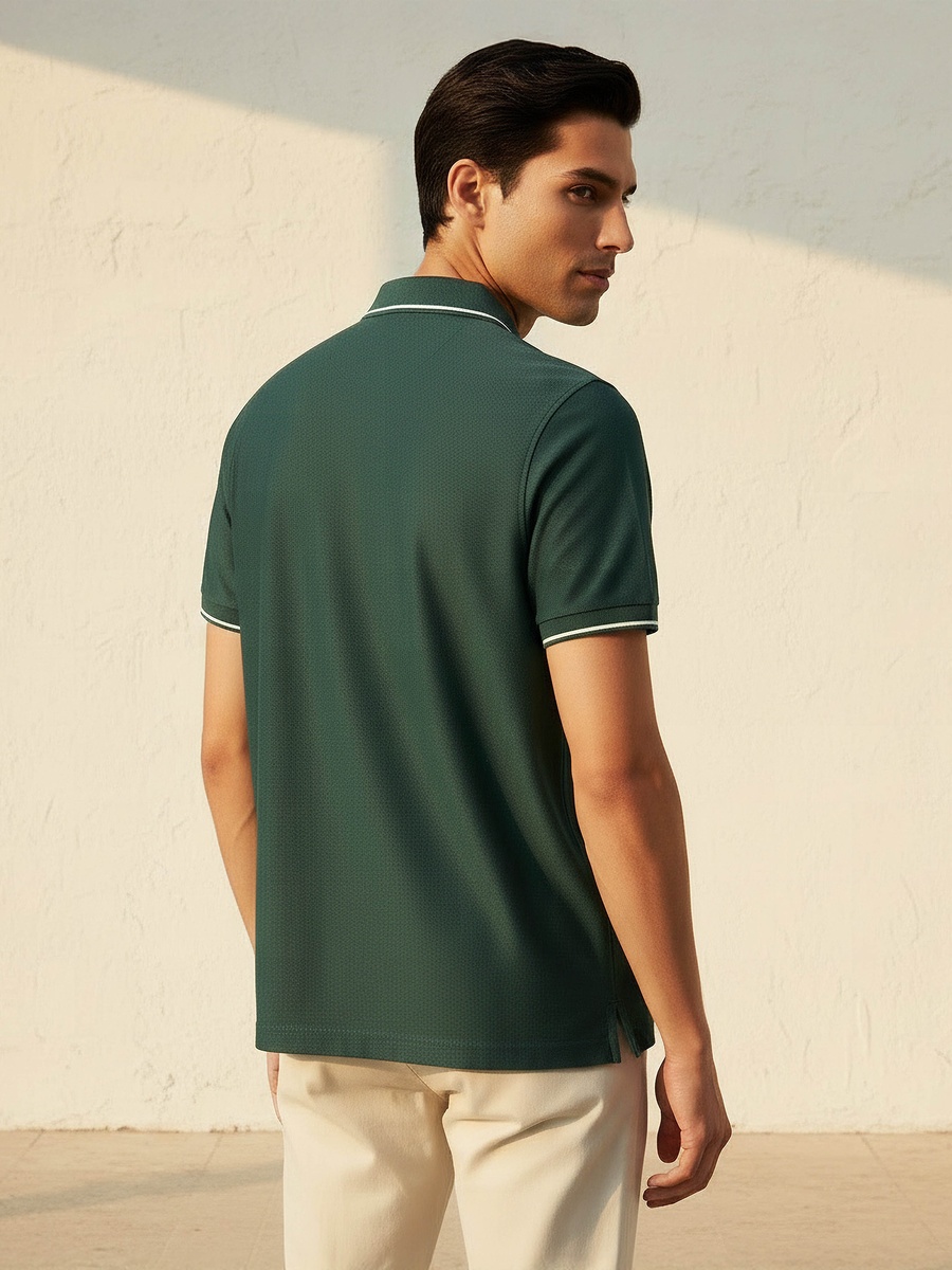 Men Short Sleeves Tipping Detail Polo T-Shirt