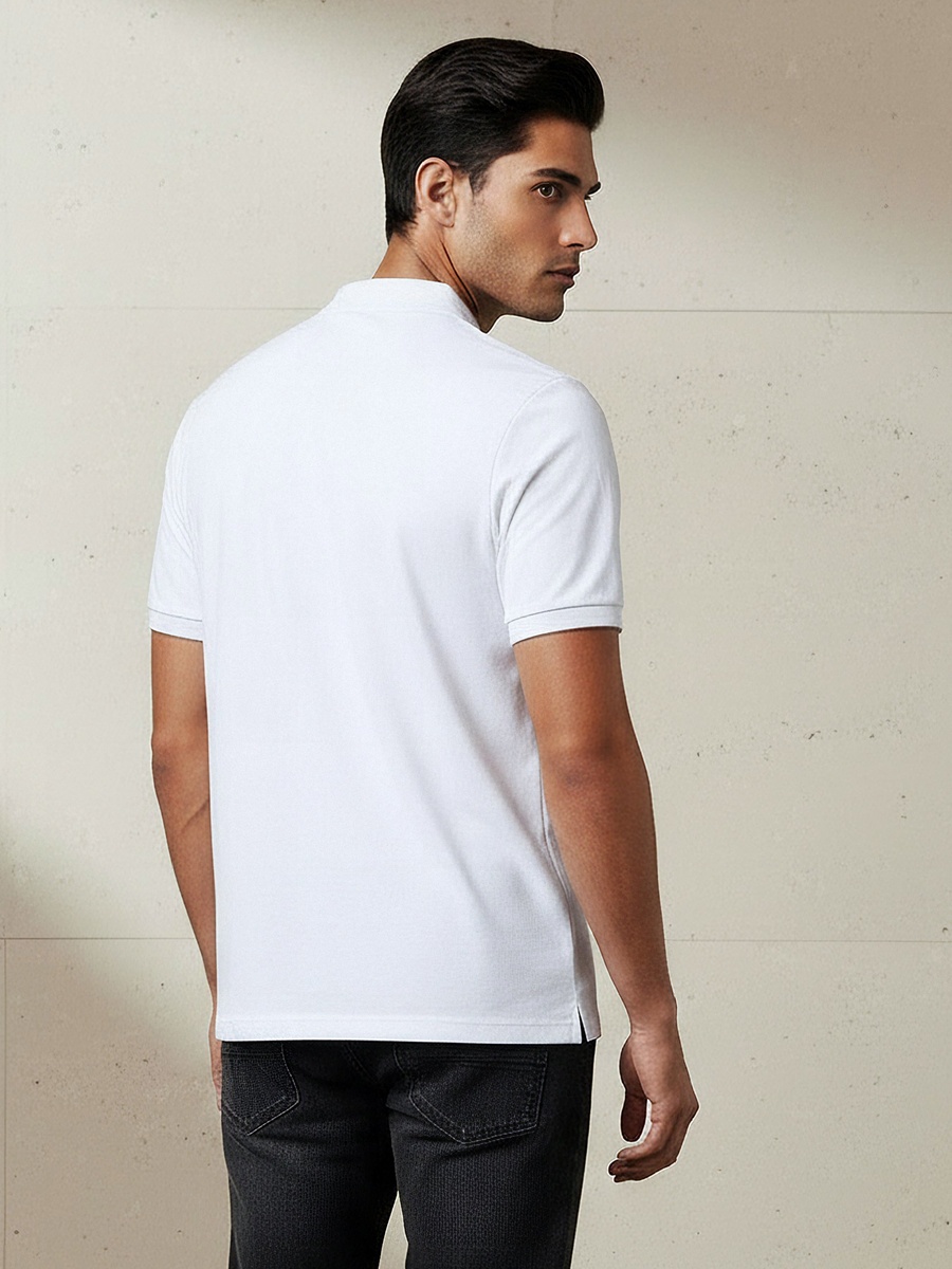 Men Short Sleeves Textured Pique Polo T-Shirt
