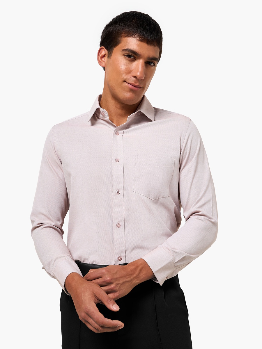 Men Regular Fit Collared Textured Long Sleeve Shirt