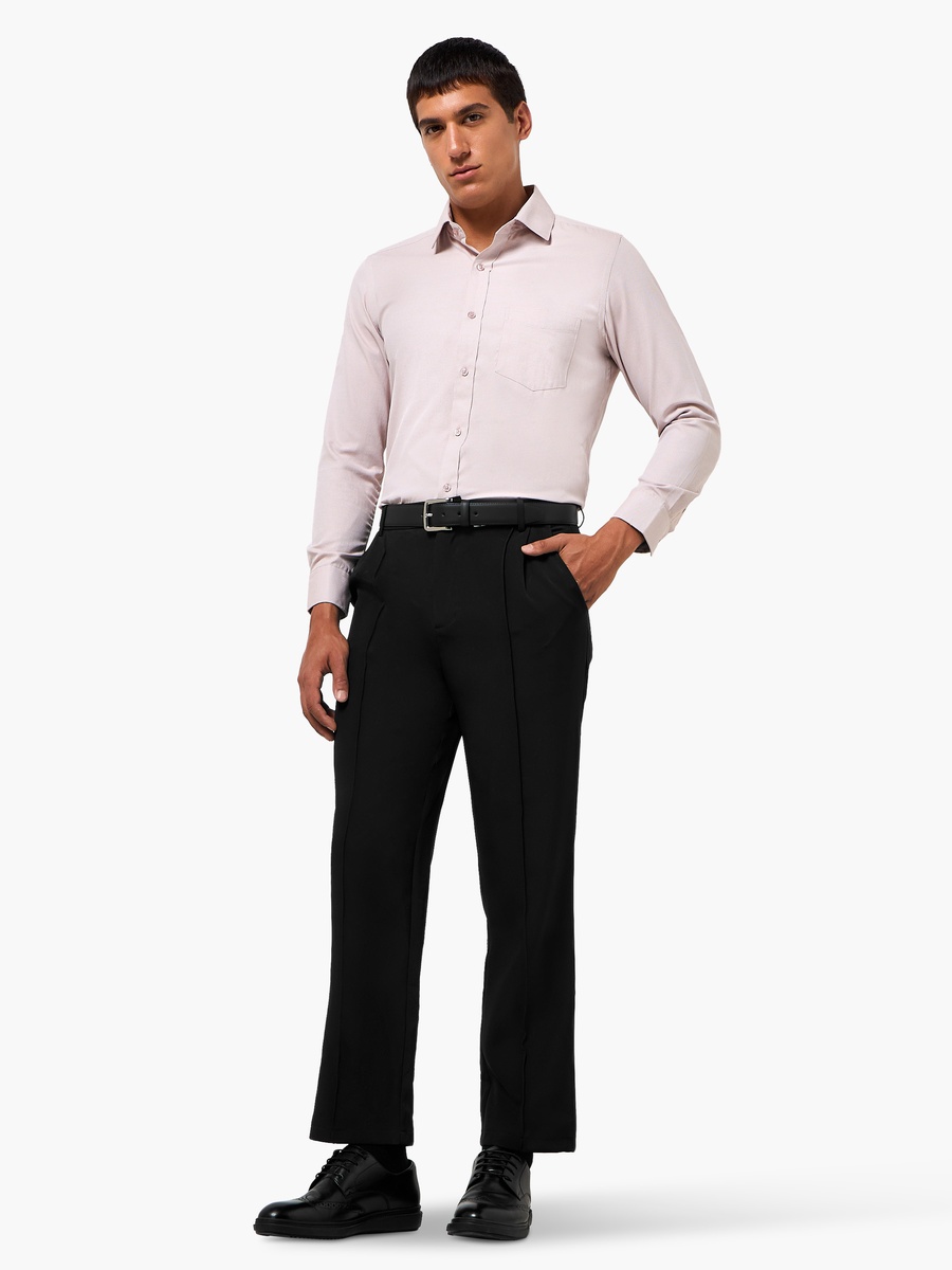 Men Regular Fit Collared Textured Long Sleeve Shirt