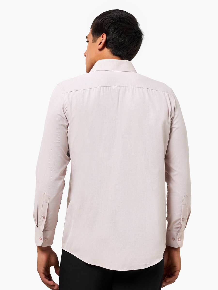 Men Regular Fit Collared Textured Long Sleeve Shirt