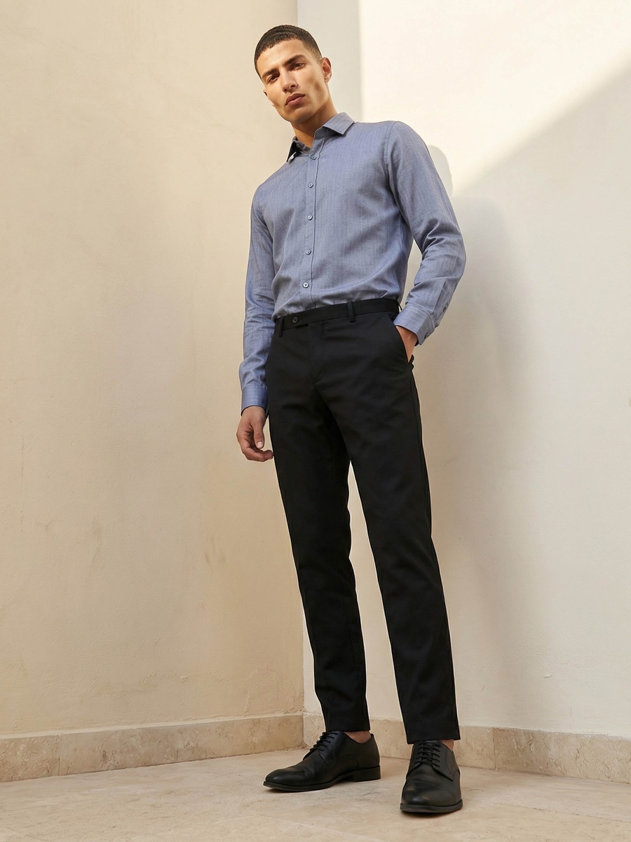 Men Regular Fit Collared Striped Long Sleeve Shirt