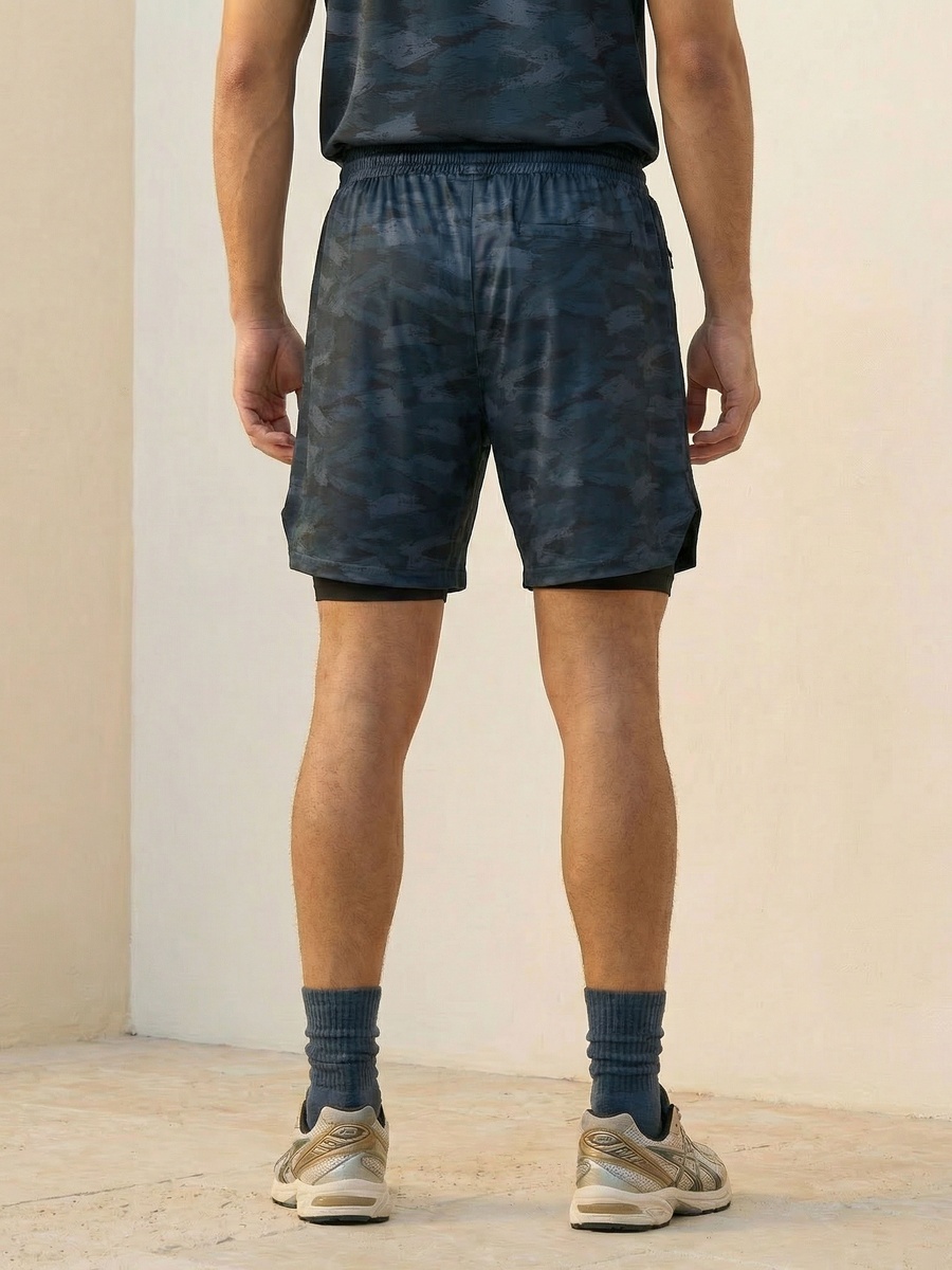 Men 2 Way Stretch Running Shorts