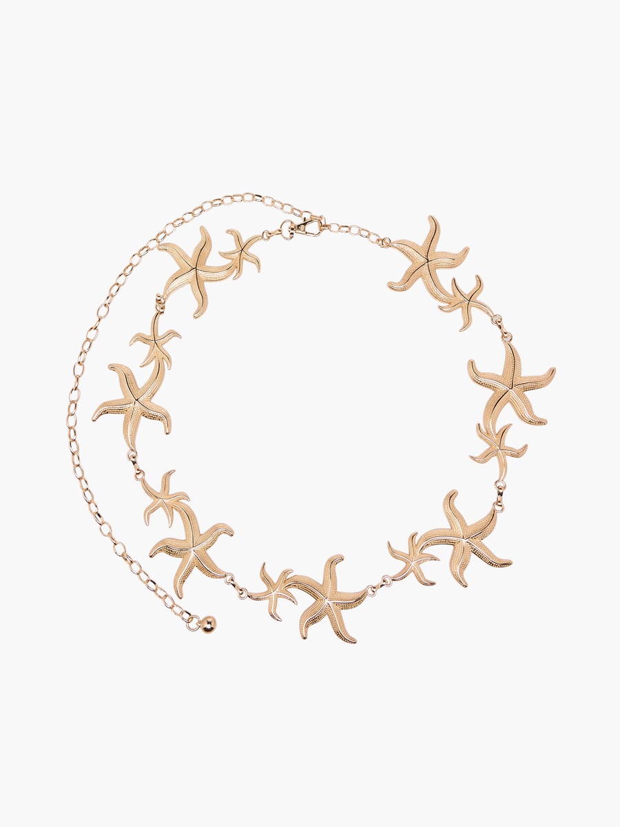 Gold Tone Starfish Design Waist Belt with Lobster Clasp Closure
