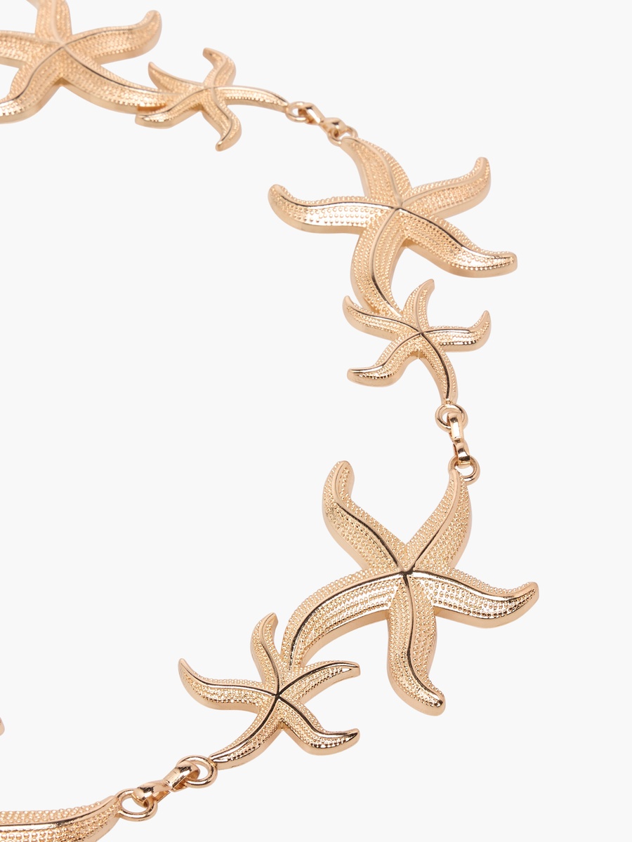 Gold Tone Starfish Design Waist Belt with Lobster Clasp Closure